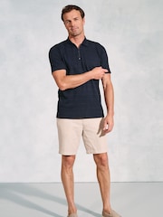 Brook Taverner Popcorn Texture Stripe Zip Neck 100% Cotton Polo Shirt - Bild 2 von 3