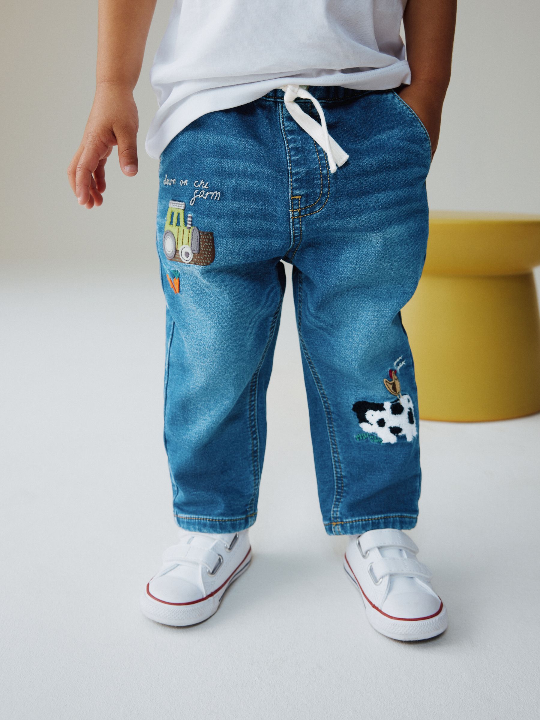 Buy Mid Blue Farm Character Loose Fit Jeans (3mths-7yrs) from Next USA