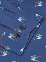 Brook Taverner Blue Swallow Print 100% Cotton Shirt - Image 3 of 4