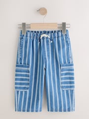Mid Blue Stripe Wide Leg Pull On Jeans (3mths-7yrs) - Image 1 of 4