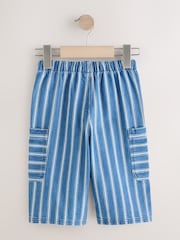 Mid Blue Stripe Wide Leg Pull On Jeans (3mths-7yrs) - Image 2 of 4