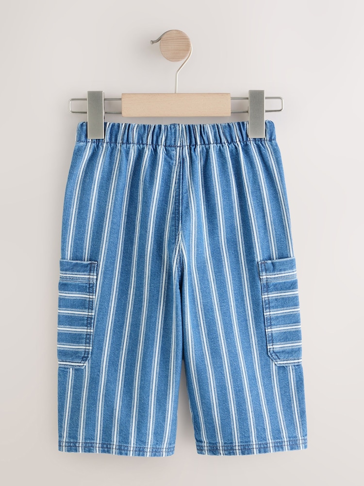 Mid Blue Stripe Wide Leg Pull On Jeans (3mths-7yrs) - Image 2 of 4