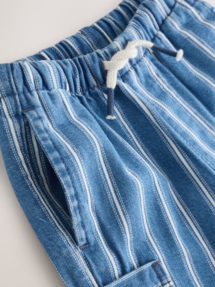 Mid Blue Stripe Wide Leg Pull On Jeans (3mths-7yrs) - Image 4 of 4