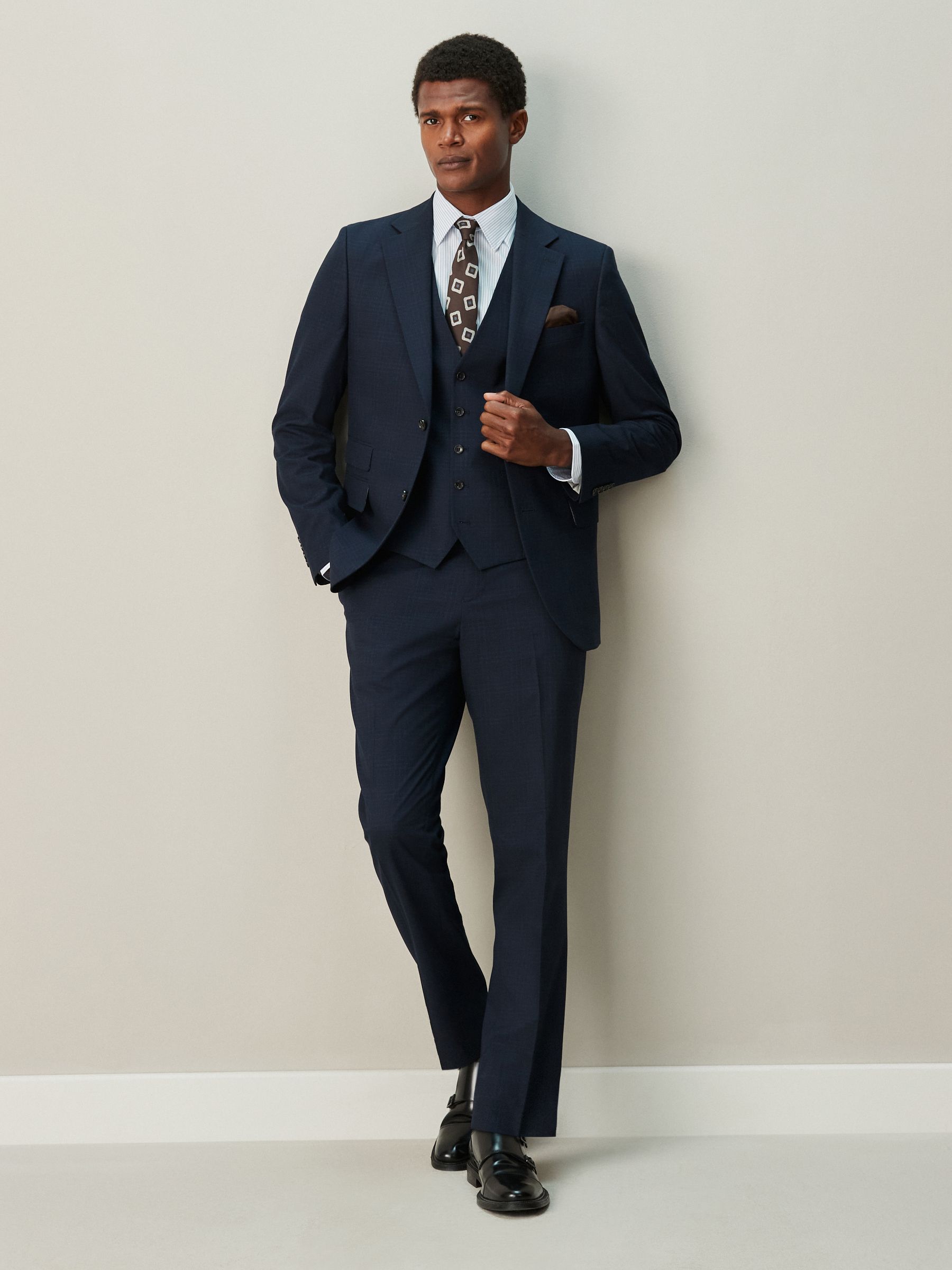 Buy Navy Blue Slim Fit Check Suit Jacket from Next USA