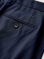 Navy Blue Slim Ft Check Suit Trousers - Image 11 of 11