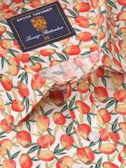 Brook Taverner Orange Slub Print 100% Cotton Shirt - Image 3 of 4