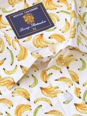 Brook Taverner Yellow Slub Print 100% Cotton Shirt - Image 3 of 4