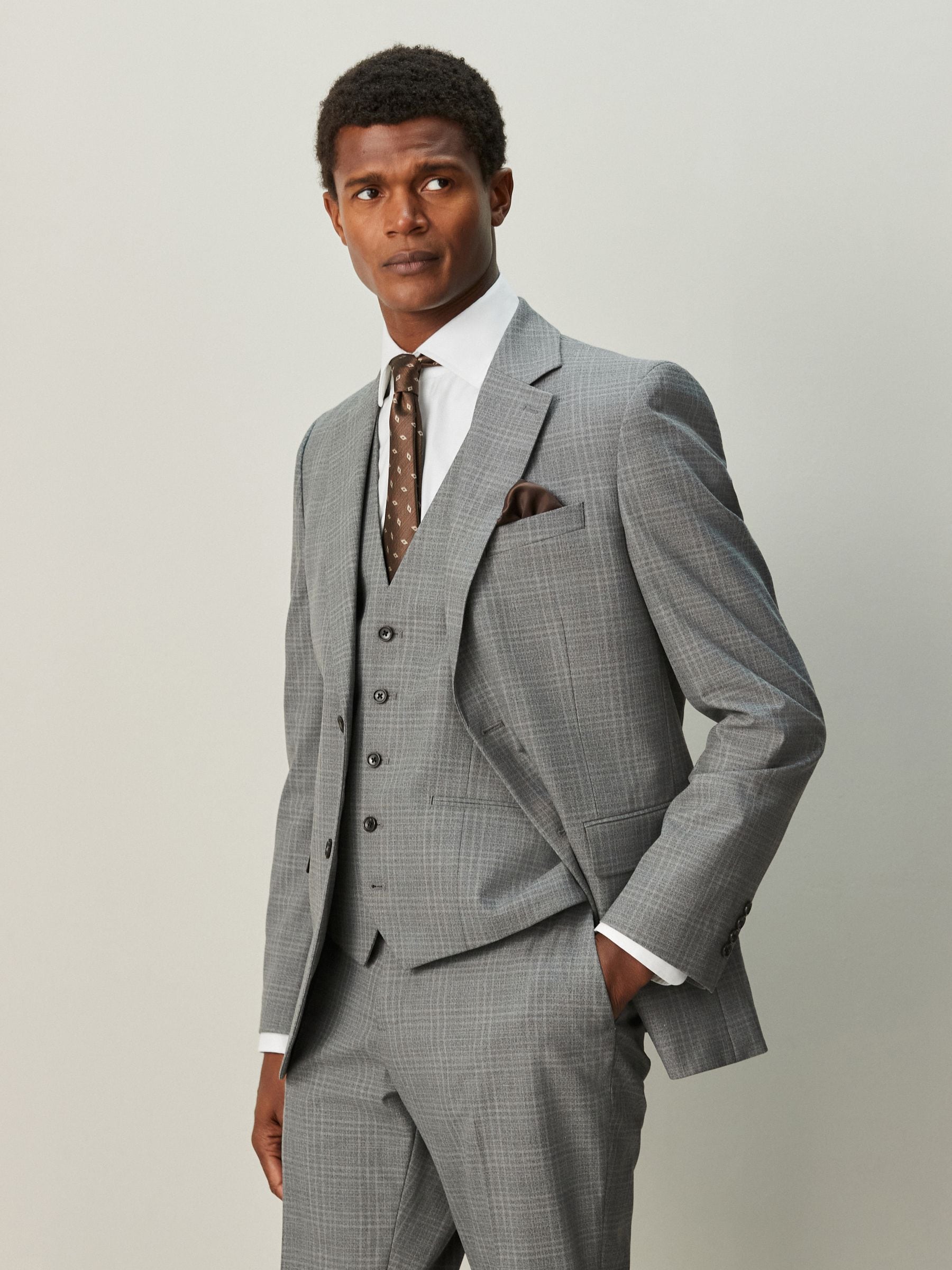 Buy Grey Slim Fit Check Suit Jacket from the Next UK online shop