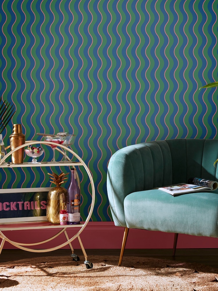 Graham & Brown Neon Nights Envy Making Waves A4 Wallpaper Sample - Image 1 of 4