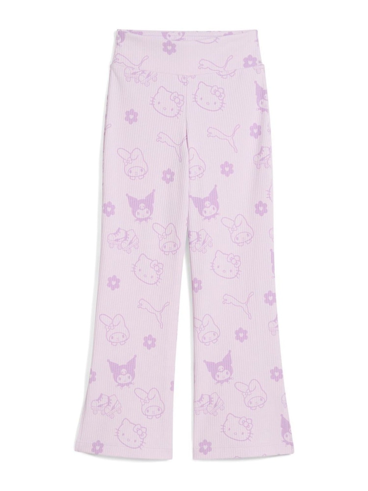 Puma Purple X Hello Kitty And Friends Kids Ribbed Flared Leggings - Image 1 of 2