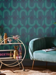 Graham & Brown Electric Blue Envy In the Loop A4 Wallpaper Sample - Image 1 of 3