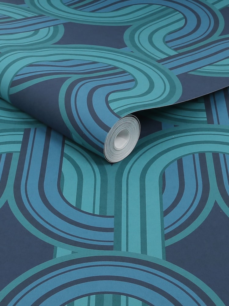 Graham & Brown Electric Blue Envy In the Loop A4 Wallpaper Sample - Image 3 of 3