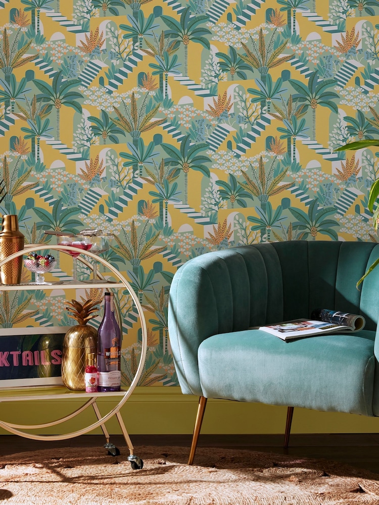 Graham & Brown Citron Envy Vacay A4 Wallpaper Sample - Image 1 of 3 Graham & Brown Citron Envy Vacay A4 Wallpaper Sample - Image 1 of 3