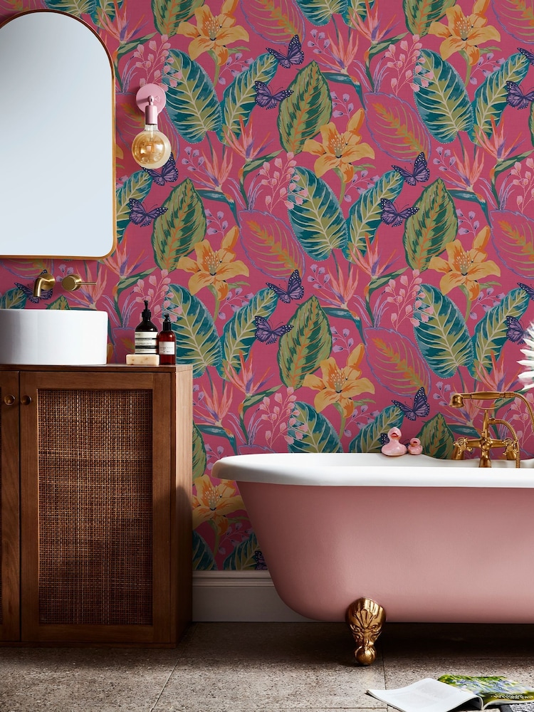 Graham & Brown Hot Pink Envy Eden A4 Wallpaper Sample - Image 1 of 4 Graham & Brown Hot Pink Envy Eden A4 Wallpaper Sample - Image 1 of 4