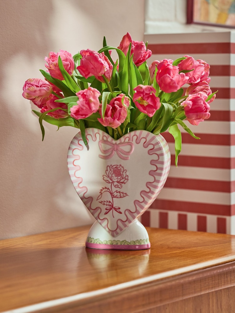 Cath Kidston Pink Heart Shaped Vase - Image 1 of 5