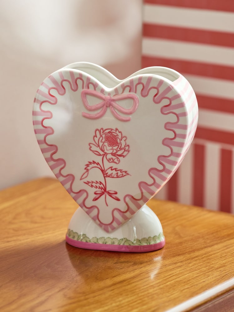 Cath Kidston Pink Heart Shaped Vase - Image 2 of 5