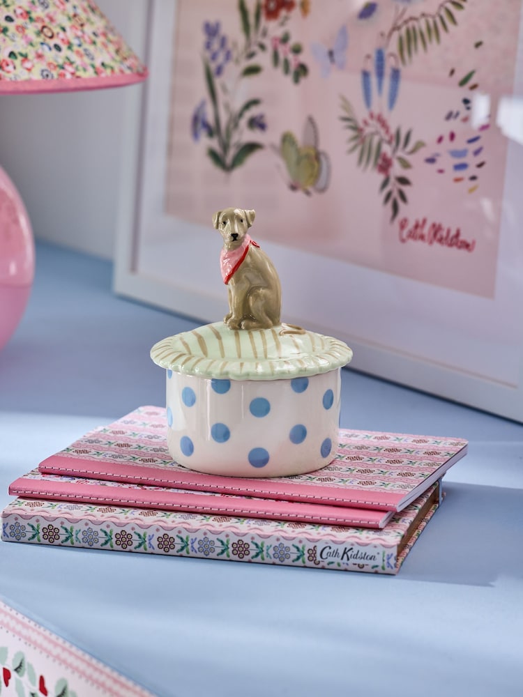 Cath Kidston Blue Spot Dog Trinket Jar - Image 1 of 5
