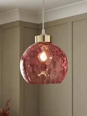 BHS Pink Dimpled Glass Ball Easyfit Ceiling Light - Image 1 of 7