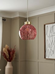 BHS Pink Dimpled Glass Ball Easyfit Ceiling Light - Image 3 of 7