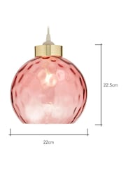 BHS Pink Dimpled Glass Ball Easyfit Ceiling Light - Image 7 of 7