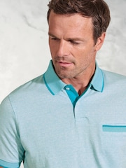Brook Taverner Blue Dot Jacquard Melange Polo Shirt - Image 2 of 3
