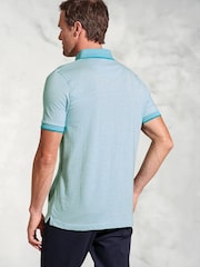 Brook Taverner Blue Dot Jacquard Melange Polo Shirt - Image 3 of 3