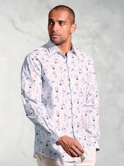 Brook Taverner White Flamingo Print 100% Cotton Shirt - Image 1 of 4