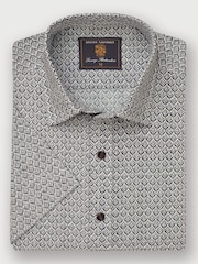 Brook Taverner Grey Geo Print 100% Cotton Shirt - Image 1 of 3