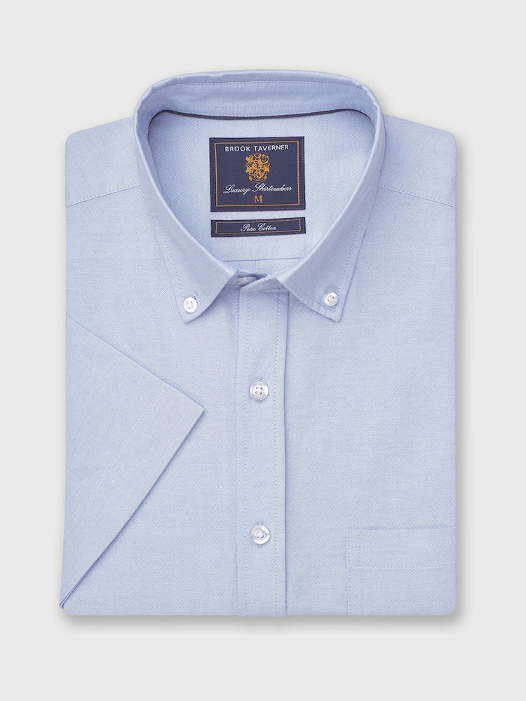 Brook Taverner Blue 100% Cotton Oxford Shirt - Image 2 of 4