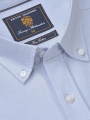 Brook Taverner Blue 100% Cotton Oxford Shirt - Image 3 of 4