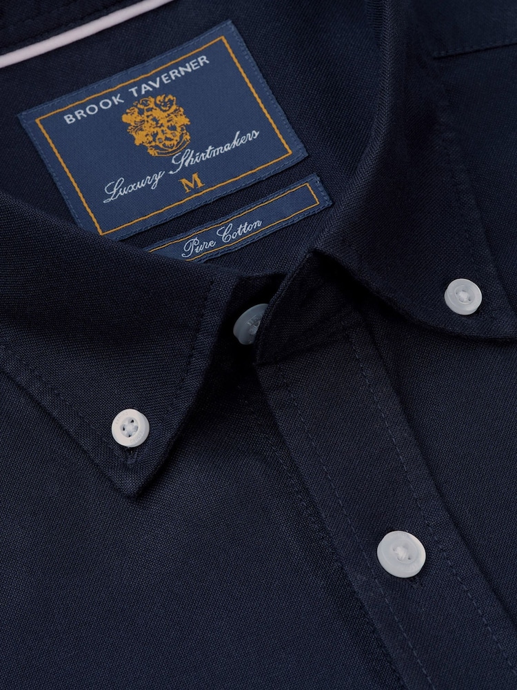 Brook Taverner Blue 100% Cotton Oxford Shirt - Image 4 of 4