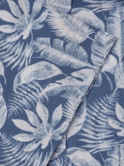 Brook Taverner Blue Botanical Print 100% Cotton Slub Shirt - Image 4 of 4