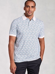 Brook Taverner Ditsy Floral Printed 100% Cotton Polo Shirt - Image 1 of 3