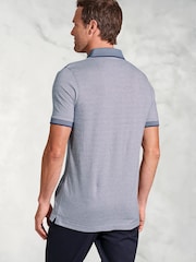 Brook Taverner Blue Dot Jacquard Melange 100% Cotton Polo Shirt - Image 2 of 3