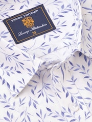 Brook Taverner White Botanical Print 100% Cotton Slub Shirt - Image 3 of 4