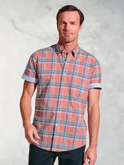 Brook Taverner Pink Check Slub 100% Cotton Shirt - Image 1 of 4