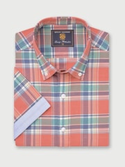 Brook Taverner Pink Check Slub 100% Cotton Shirt - Image 2 of 4