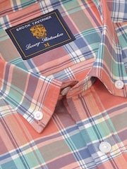 Brook Taverner Pink Check Slub 100% Cotton Shirt - Image 3 of 4