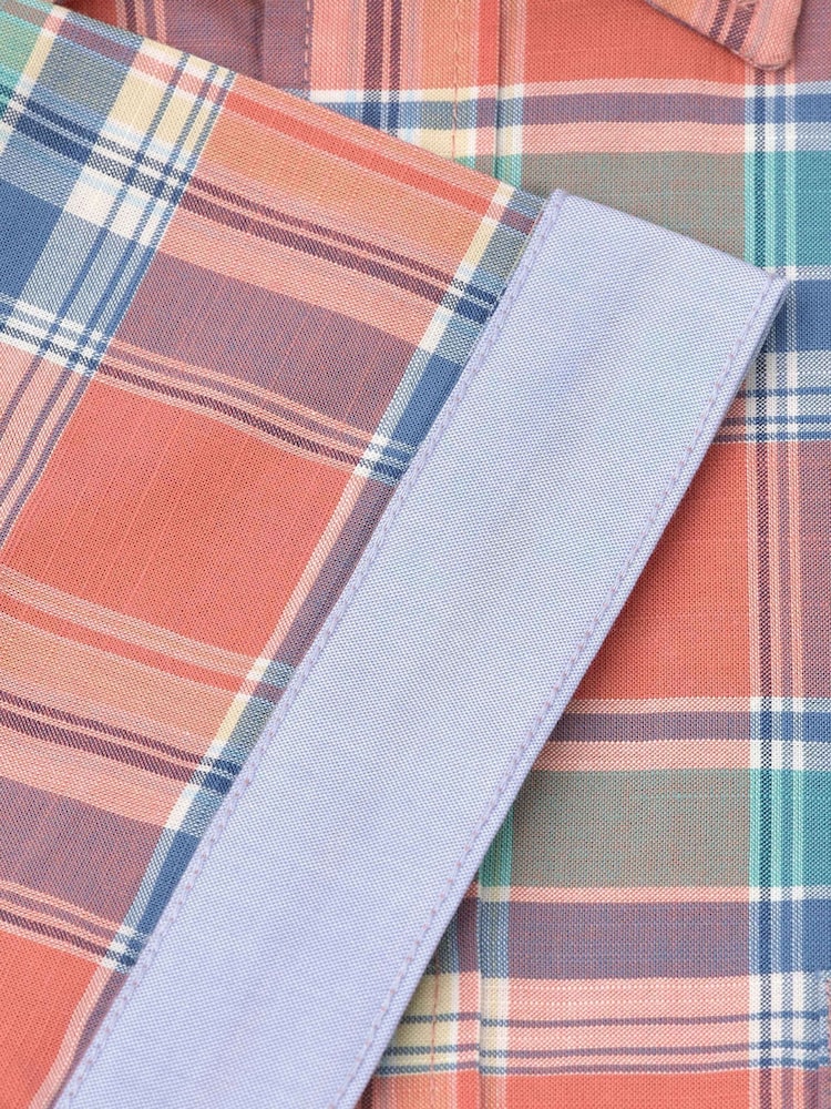 Brook Taverner Pink Check Slub 100% Cotton Shirt - Image 4 of 4