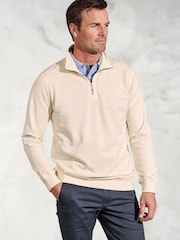 Brook Taverner Natural Garment Dye 1/4 Zip 100% Cotton Sweatshirt - Image 1 of 2