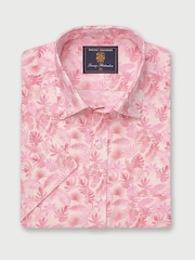 Brook Taverner Pink Botanical Print 100% Cotton Slub Shirt - Image 2 of 4