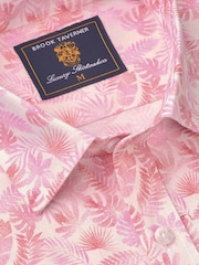 Brook Taverner Pink Botanical Print 100% Cotton Slub Shirt - Image 3 of 4