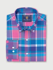 Brook Taverner Pink 100% Cotton Check Oxford Shirt - Image 2 of 4