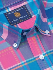 Brook Taverner Pink 100% Cotton Check Oxford Shirt - Image 3 of 4