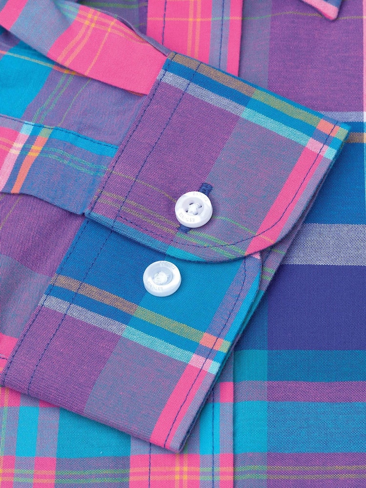 Brook Taverner Pink 100% Cotton Check Oxford Shirt - Image 4 of 4