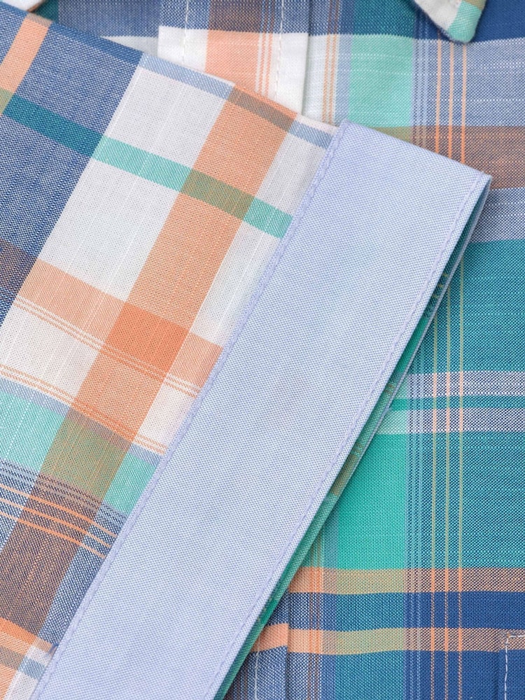 Brook Taverner Green Check Slub 100% Cotton Shirt - Image 3 of 3
