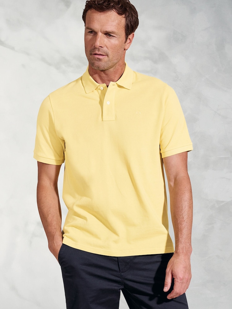 Brook Taverner Yellow Cotton Pique 100% Cotton Polo Shirt - Image 1 of 5