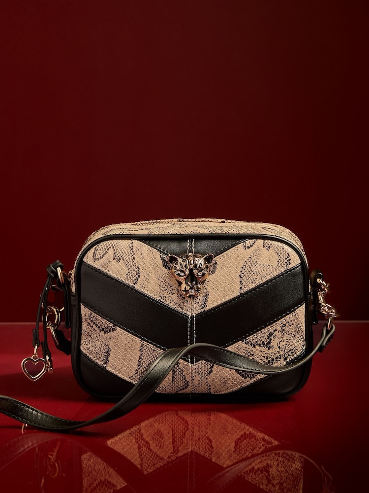 Lipsy Snake Print Boxy Cross-Body Bag - Image 1 of 7 Lipsy Snake Print Boxy Cross-Body Bag - Image 1 of 7