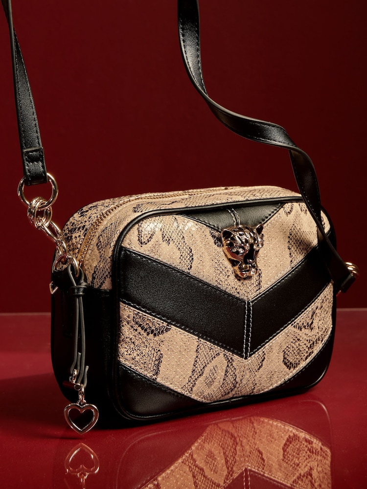Lipsy Snake Print Boxy Cross-Body Bag - Image 2 of 7 Lipsy Snake Print Boxy Cross-Body Bag - Image 2 of 7