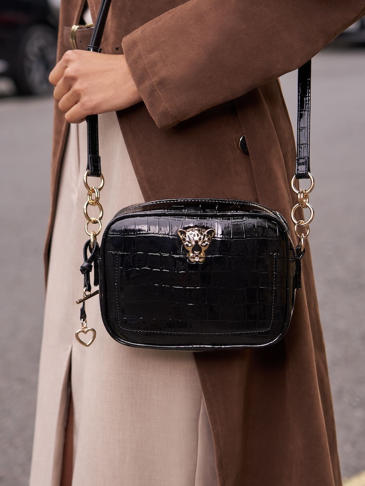 Lipsy Black Boxy Cross-Body Bag - Image 1 of 7 Lipsy Black Boxy Cross-Body Bag - Image 1 of 7